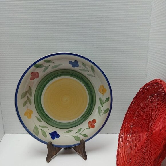 ⭐️2/$30 - Plate Basket Tabletops Gallery TIA HandPainted Stoneware Bread/Salad - Picture 9 of 10